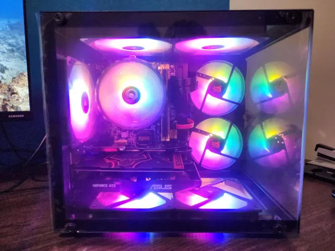 Combo Refrigeração Gamer: Air Cooler Mancer + 7 Fans 120mm Rainbow (Zerado)