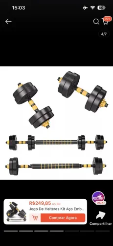 Kit halteres 30kg academia em casa