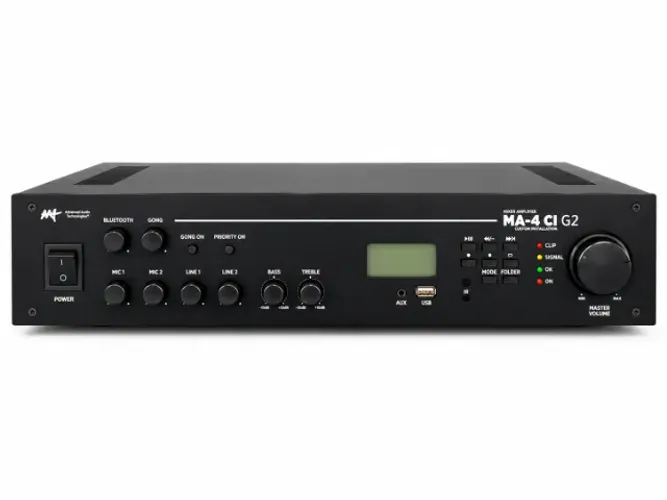 AMPLIFICADOR PROFISSIONAL AAT MA-4 CI G2 - 400W - BLUETOOTH - SOM AMBIENTE