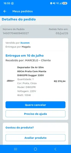Depurador de ar 220v Suggar slim prata 80cm