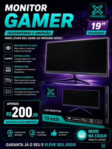 Monitor Led 19" X Gaming (na caixa)