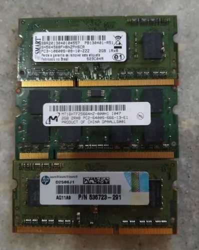 Memórias ddr2 e 3 notebook