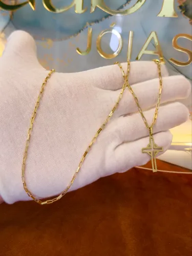 Cordão de ouro tijolinho 9.5g + pingente ( LOJA FÍSICA )