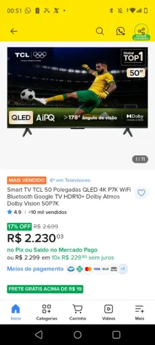 Tv 50 polegadas TCL (ENTREGA GRÁTIS)