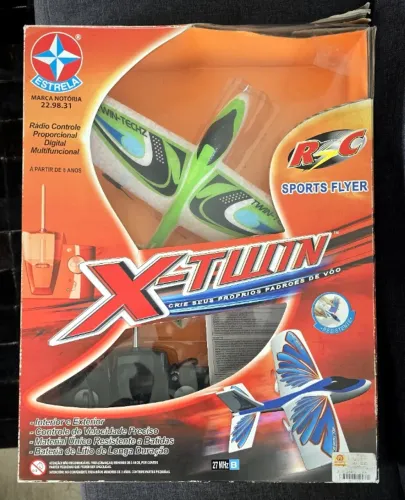 Avião RC X-Twin Estrela Original Na Caixa Completo (Para Reparo/Coleção)