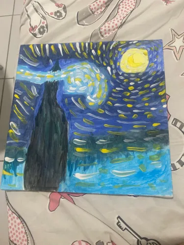 Tela pintura céu estrelado
