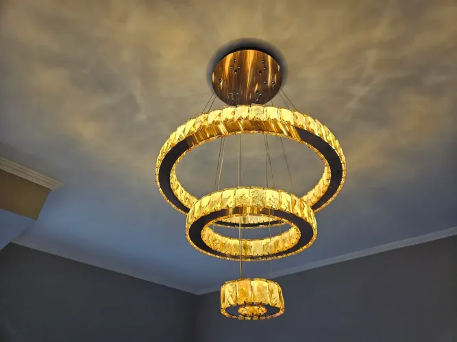 Lustre pendente 3 aros de cristal 