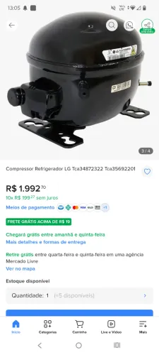 Motor compressor de geladeira de duas portas