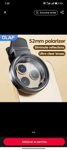 Suporte e filtro polarizado