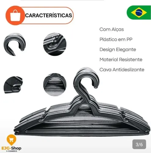 Cabides de plástico.