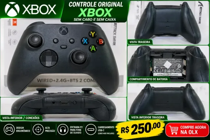 Controle Original Xbox Series X|S Carbon Black - 100% Revisado e Testado