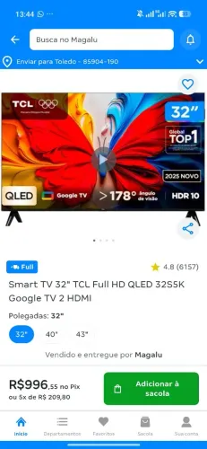 Tv TCL QLED FullHD