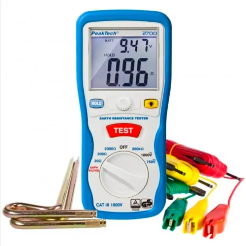 Medidor de resistência de Aterramento / Terrômetro Peaktech 2700. Mais completo do mercado