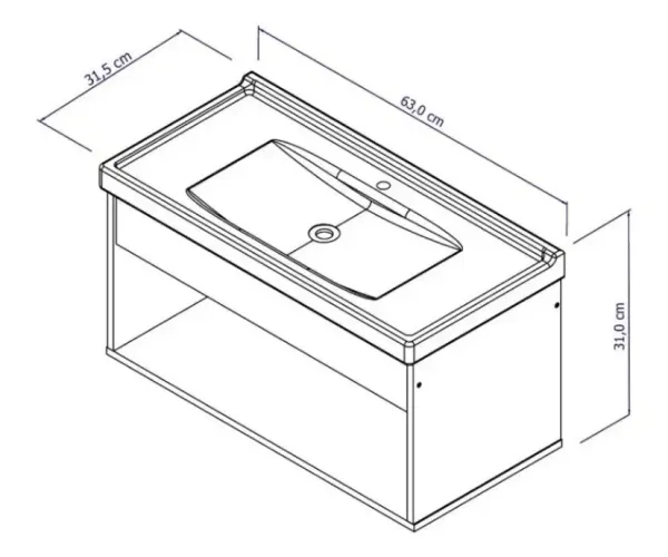 Gabinete Banheiro Em Mdf + Cuba Pia BRANCO