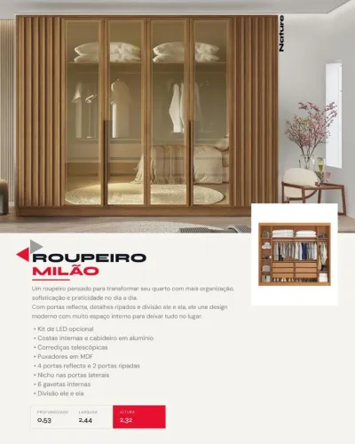 Guarda Roupa Milão sem led