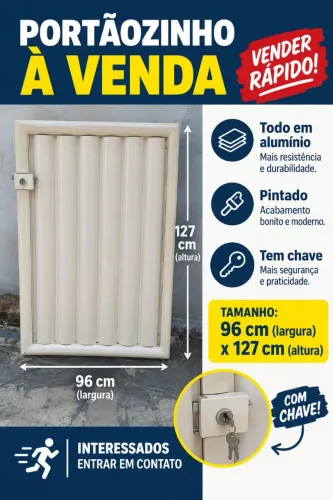 Portão portãozinho alumínio 96 x 127