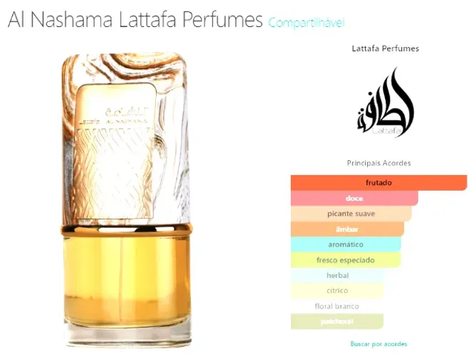 Perfume Al Nashama Lattafa Perfumes Compartilhável 85 ml no Frasco Original e caixa