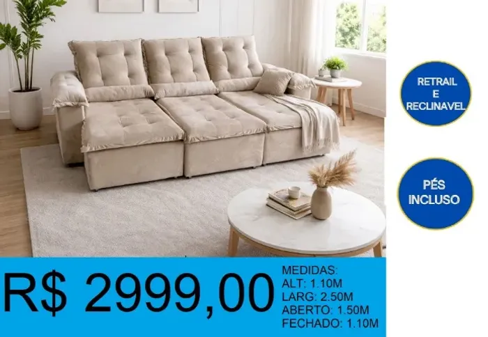 SOFAS - RETRAIL E RECLINAVEL - DISPONIVEL EM 2 CORES - OTIMA QUAIDADE =  RECEBA EM ATE 72H