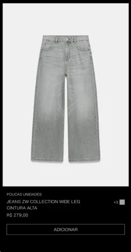 jeans zw collection wide leg cintura alta - 36