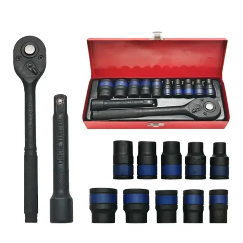 Kit Chave Catraca 1/2" com 12 Soquetes Cr-V Maleta Metálica Alto Torque