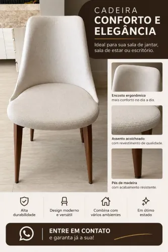 Conjunto de 6 lindas cadeiras de mesa de jantar , conforto e elegância!