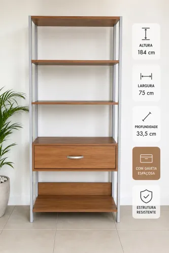 Estante Livreiro Industrial com Gaveta - Excelente estado