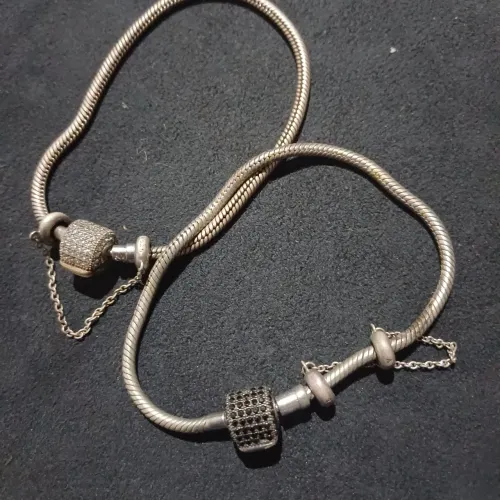 Par de pulseiras vivara cravejadas em prata 925