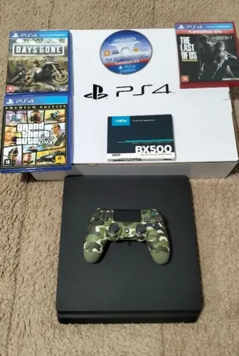 Único dono! PS4 slim com SSD crucial de 500BG.