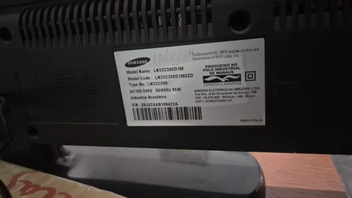 TV SAMSUNG 32 POLEGADAS LCD, RESOLUÇÃO HD