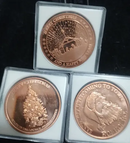 Três moedas de Fine Cooper 1 Ounce troy USA