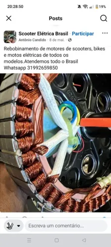 Rebobinamento de motores de scooters, bikes, triciclos e motos elétricas 