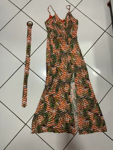 VESTIDO LONGO COM CINTO (P)