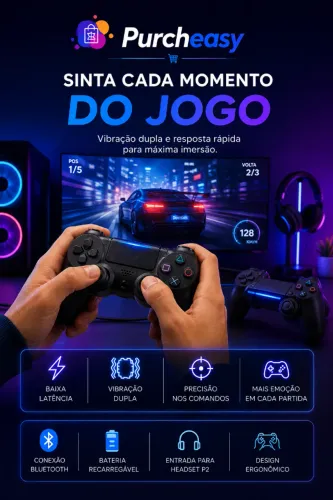 Controle Sem Fio Compatível com PS4, PC, Android e Smart TV - Excelente precisão