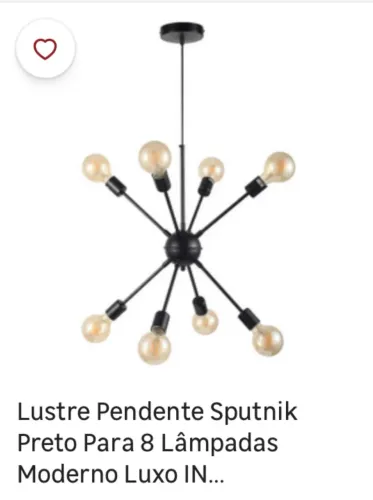 Lustre pendente para 8 lâmpadas - Preto