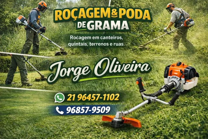 Roçagem de canteiros, terrenos e quintais.