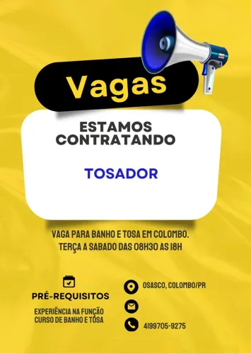 VAGA DE EMPREGO - TOSADOR