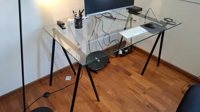 Mesa escrivaninha vidro temperado Tok stok