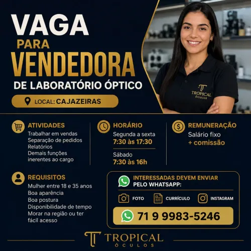 VENDEDORA DE LABORATÓRIO ÓPTICO