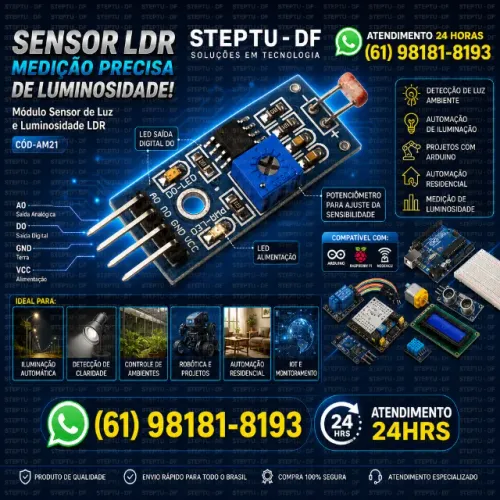 Sensor De Luz E Luminosidade Ldr P/ Arduino, Pic, Robotica, Automação COD-AM21