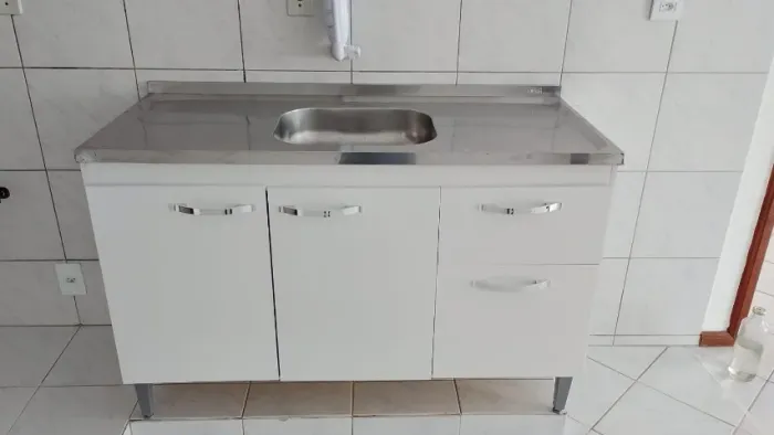 Pia de inox com balcão cozinha 