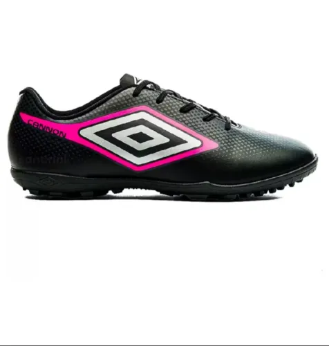 Chuteira umbro Cannon 33 infantil preta/cinza/rosa