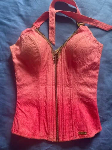 Corset pitbull jeans rosa degrade tamanho M