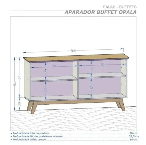 Buffet 4 Portas Opalla Novo Direto da Fabrica 