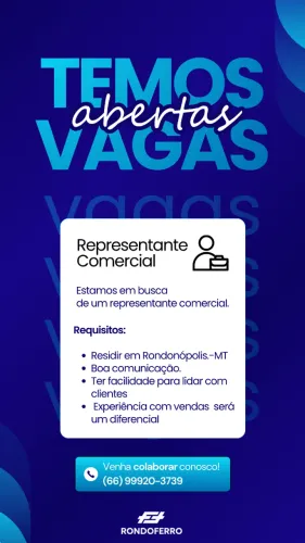 CONTRATA-SE REPRESENTANTE COMERCIAL (SALÁRIO + COMISSÃO)