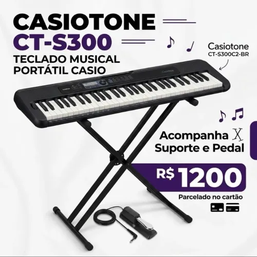 Teclado Casio Casiotone CT-S300 + Suporte e Pedal