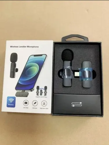 Microfone Lapela Sem Fio USB Condensador Profissional para Celular iOS/TipoC