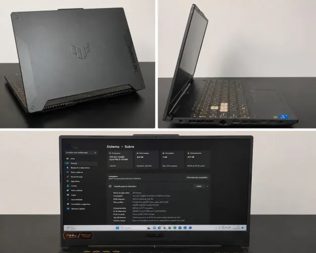 TUF F15 FX507ZC4, i5-12500H, RTX 3050 4 GB, 16 GB RAM e SSD 512 GB