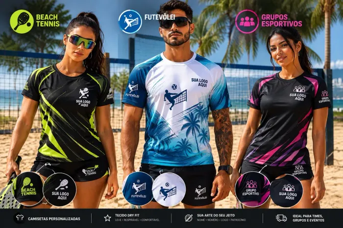 10 Camisas Personalizadas Para Beach tennis, Futvôlei e Grupos Esportivos /Malha Cacharrel