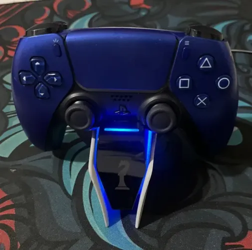 Controle De Joystick Sem Fio e Carregador Dualsense Ps5 Azul Cobalto