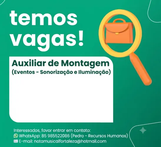 Vaga de emprego, empresa de locação de som